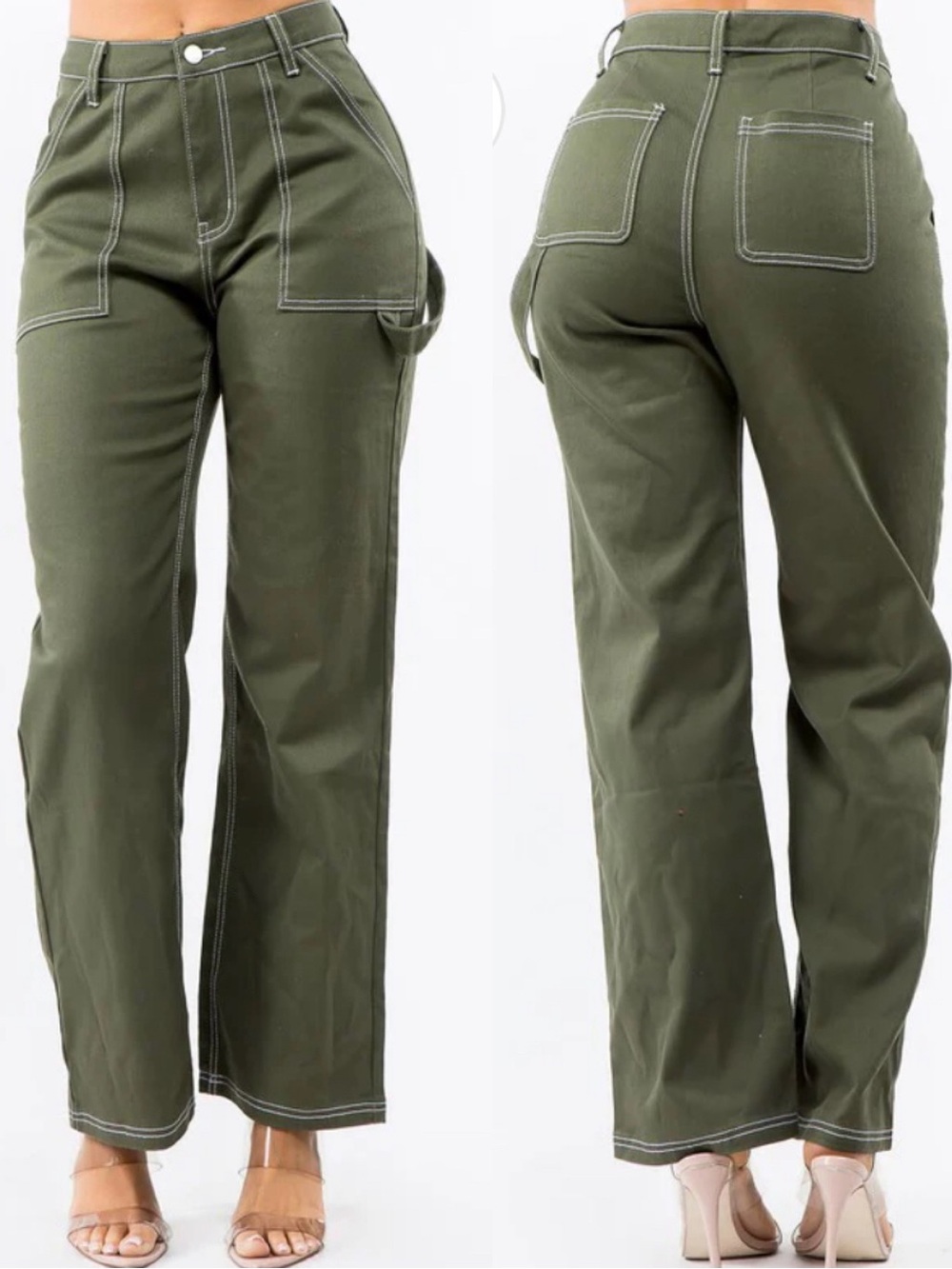 American Bazi Olive Green Straight Leg Pants LARGE